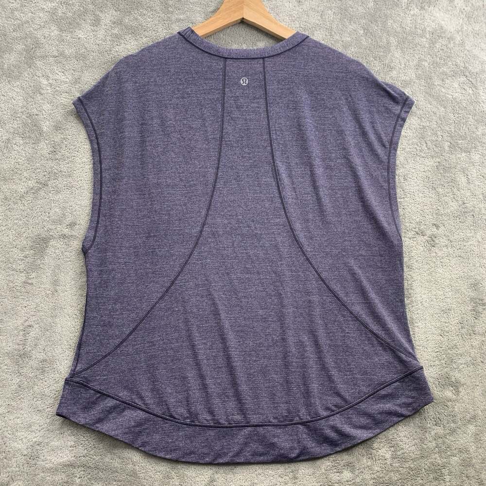 Lululemon Pace Perfect Shirt Womens Large Heathered Midnight Navy Athleisure Gym - Picture 5 of 6